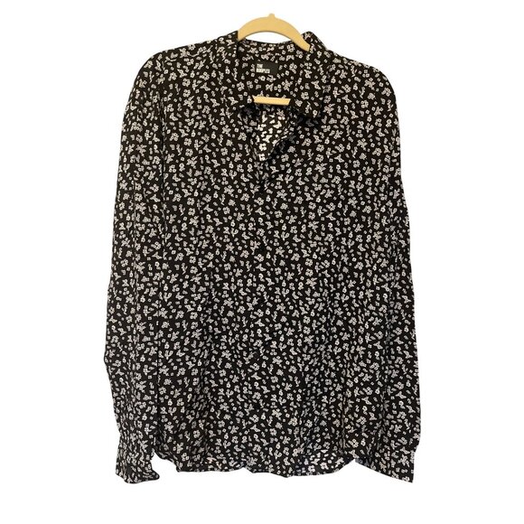 The Kooples Mini Bouquet Black & White Viscose Men's Button-Up Shirt XL - Picture 1 of 5